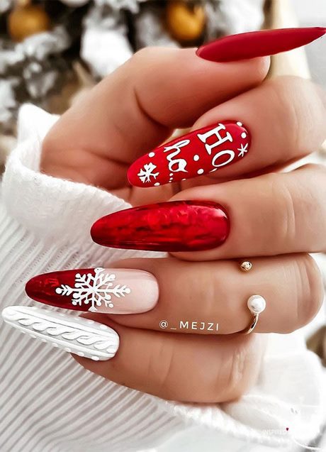 red-and-white-snowflake-nails-82_17 Unghii de zăpadă roșii și albe