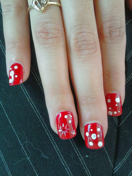 red-and-white-snowflake-nails-82_2 Unghii de zăpadă roșii și albe