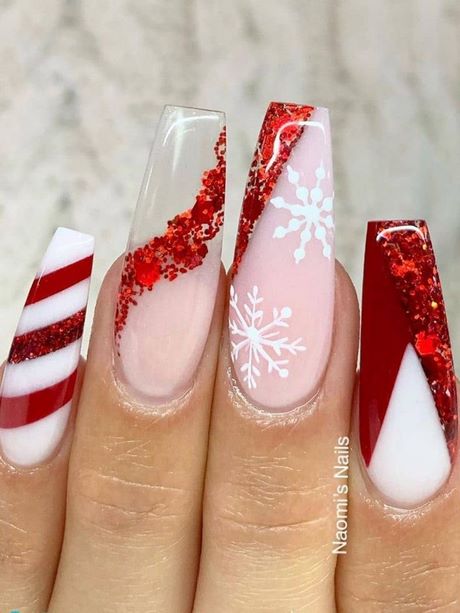 red-and-white-snowflake-nails-82_9 Unghii de zăpadă roșii și albe