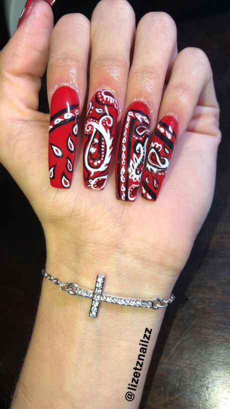 red-bandana-nail-designs-70_10 Modele de unghii cu bandană roșie
