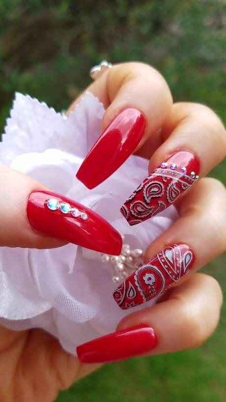 red-bandana-nail-designs-70_14 Modele de unghii cu bandană roșie