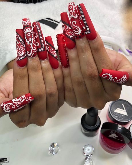 red-bandana-nail-designs-70_6 Modele de unghii cu bandană roșie