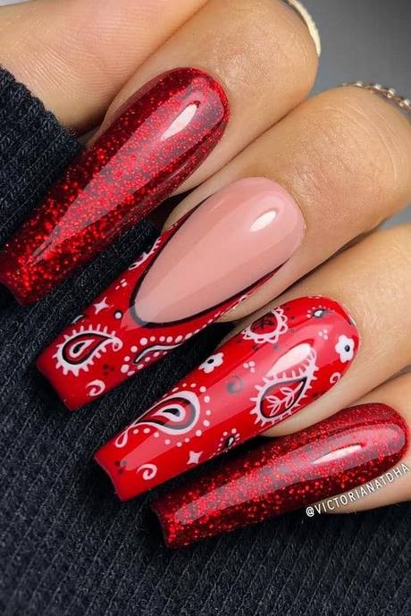 red-bandana-nail-designs-70_7 Modele de unghii cu bandană roșie