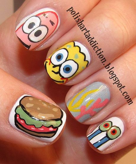 spongebob-nail-art-designs-55_17 Spongebob nail Art modele