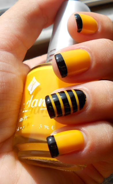 yellow-and-black-nail-art-designs-16_14 Modele de unghii galben și negru