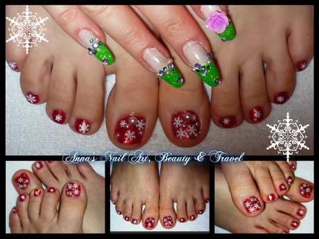 easy-christmas-toe-nail-designs-99_15 Modele ușoare de unghii de Crăciun