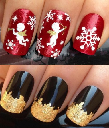 gold-christmas-nail-art-90_19 Aur Crăciun nail art