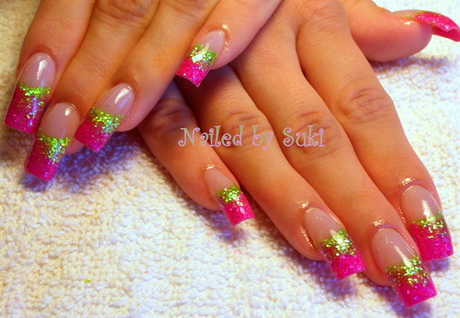 pink-and-green-nail-design-17_15 Design de unghii roz și verde