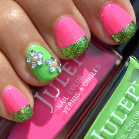 pink-and-green-nail-design-17_17 Design de unghii roz și verde