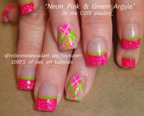 pink-and-green-nail-design-17_18 Design de unghii roz și verde