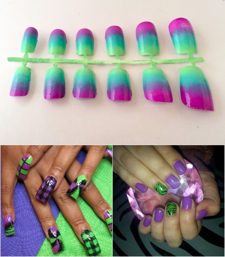 green-and-purple-nail-designs-99_10 Modele de unghii verde și violet