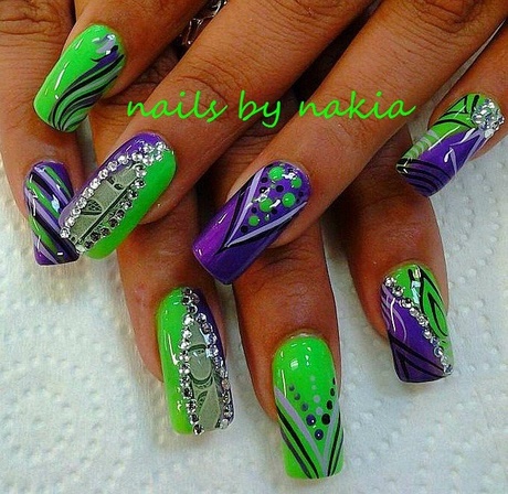 green-and-purple-nail-designs-99_7 Modele de unghii verde și violet