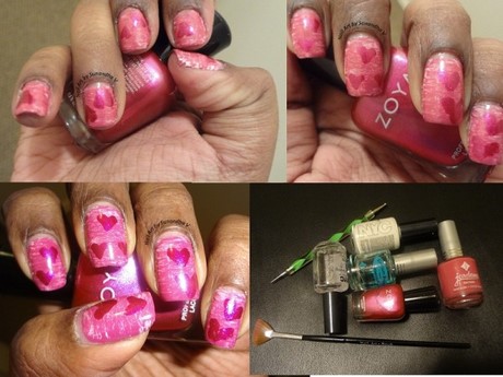 Inima roz nail art