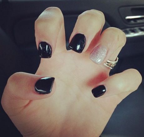 plain-black-acrylic-nails-34_8 Unghii acrilice negre simple