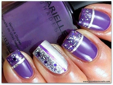 purple-and-silver-nail-art-36_19 Violet și argint nail art