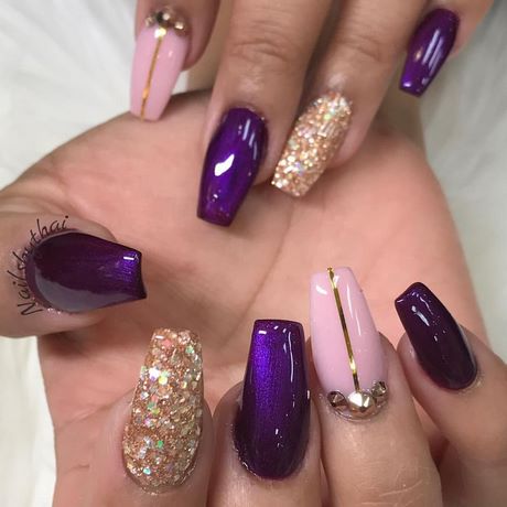 purple-gold-nails-17 Unghii de Aur violet