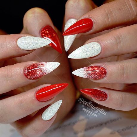 red-and-white-nail-ideas-26 Idei de unghii roșii și albe