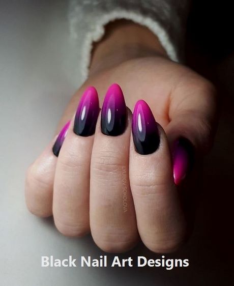black-and-pink-nail-ideas-48 Idei de unghii negre și roz