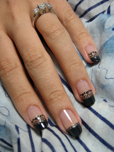 black-lace-nail-art-19 Dantelă neagră nail art