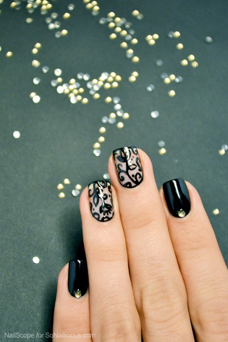 black-lace-nail-art-19_10 Dantelă neagră nail art