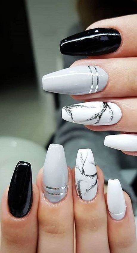 black-silver-white-nail-designs-07_8 Negru Argintiu Alb modele de unghii