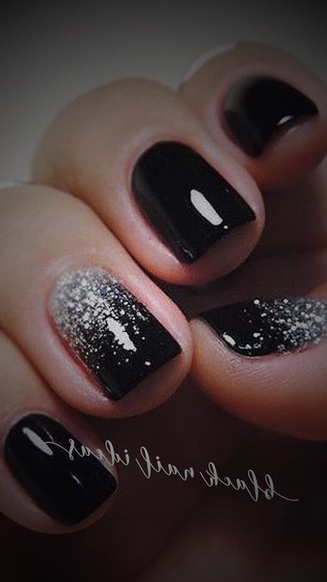 black-sparkly-nail-designs-97_10 Modele de unghii sclipitoare negre