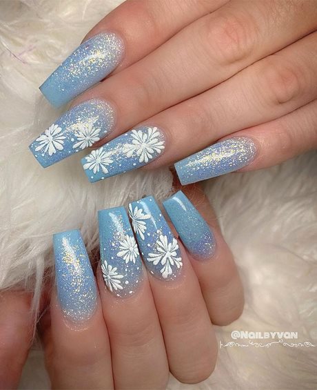 Albastru și alb modele de unghii de Crăciun