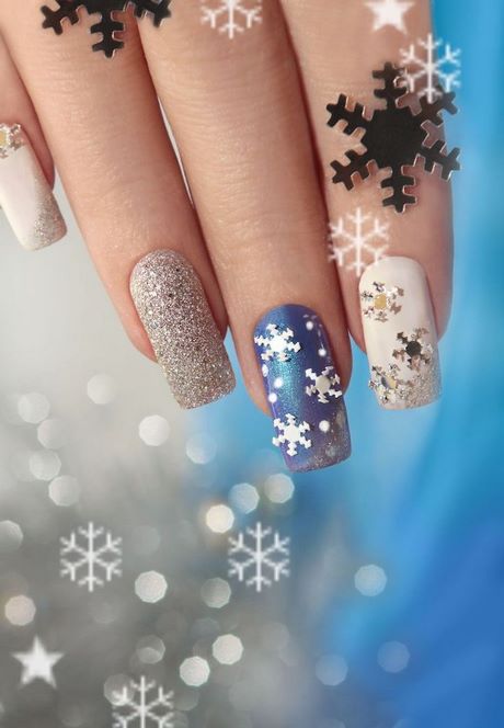 blue-and-white-christmas-nail-designs-94_16 Albastru și alb modele de unghii de Crăciun