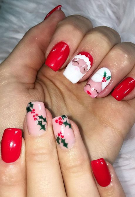 christmas-santa-nail-designs-17_14 Modele de unghii de Crăciun Moș Crăciun