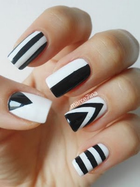 cute-black-and-white-nail-art-13_12 Drăguț alb-negru nail art