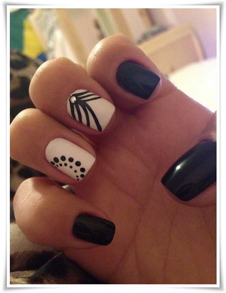 cute-black-and-white-nail-art-13_15 Drăguț alb-negru nail art