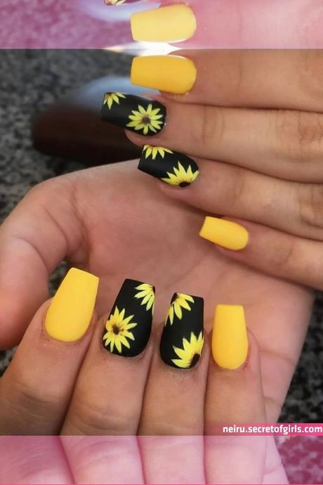 nail-designs-with-sunflowers-78_10 Modele de unghii cu floarea-soarelui