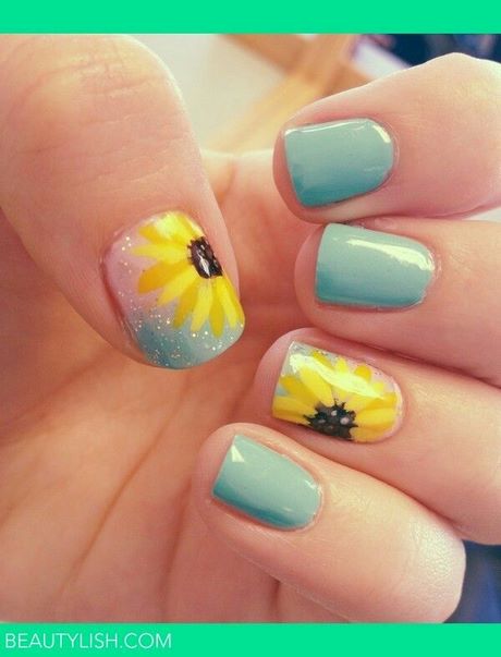 nail-designs-with-sunflowers-78_16 Modele de unghii cu floarea-soarelui