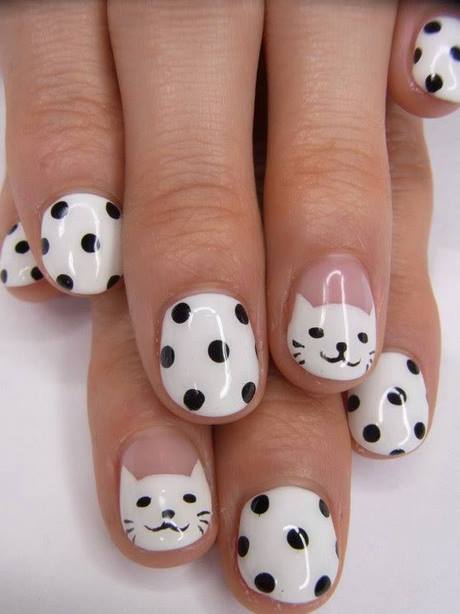 pink-and-black-polka-dot-nails-38_12 Roz și negru Polka dot cuie