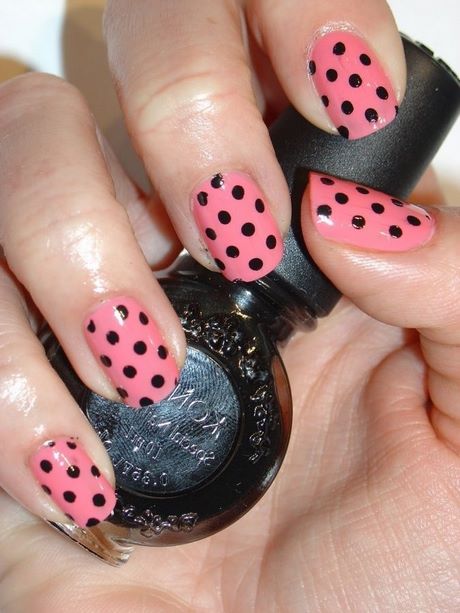 pink-and-black-polka-dot-nails-38_18 Roz și negru Polka dot cuie