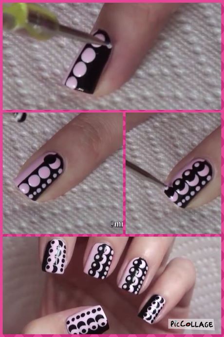 pink-and-black-polka-dot-nails-38_19 Roz și negru Polka dot cuie