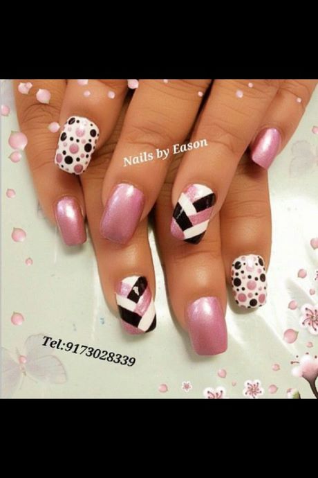 pink-and-black-polka-dot-nails-38_20 Roz și negru Polka dot cuie
