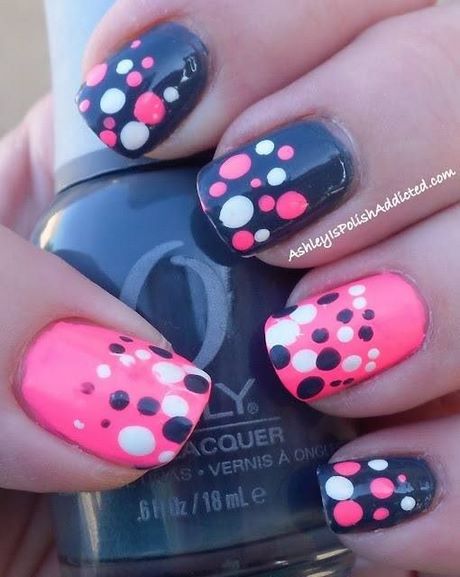 pink-and-black-polka-dot-nails-38_7 Roz și negru Polka dot cuie