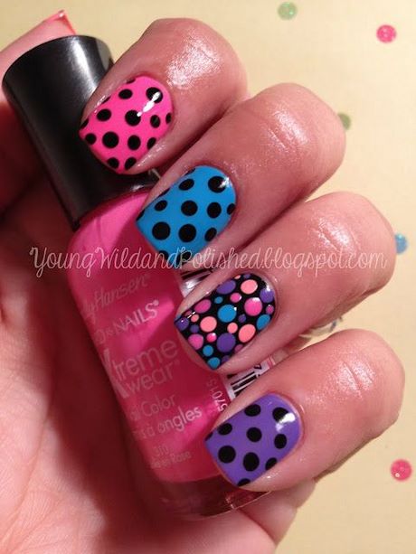 pink-and-black-polka-dot-nails-38_9 Roz și negru Polka dot cuie