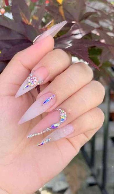 pink-nail-designs-with-rhinestones-88_2 Modele de unghii roz cu pietre