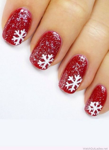 red-christmas-nails-with-snowflakes-86_2 Unghii roșii de Crăciun cu fulgi de zăpadă