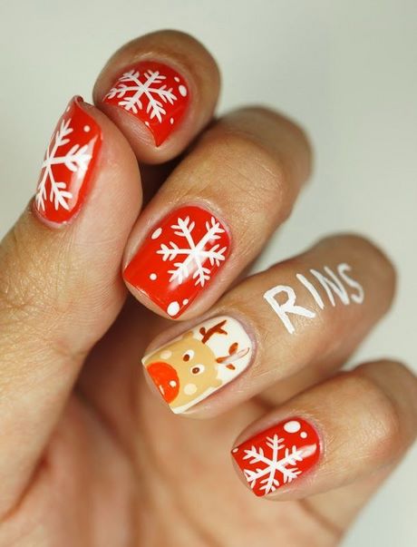red-christmas-nails-with-snowflakes-86_9 Unghii roșii de Crăciun cu fulgi de zăpadă