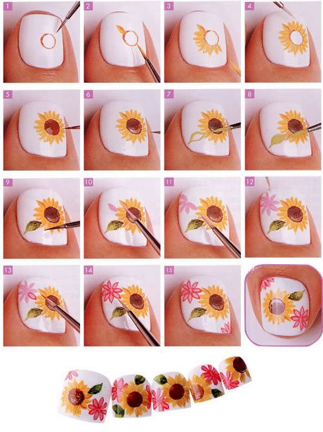 sunflower-toe-nail-designs-80_10 Modele de unghii de floarea-soarelui