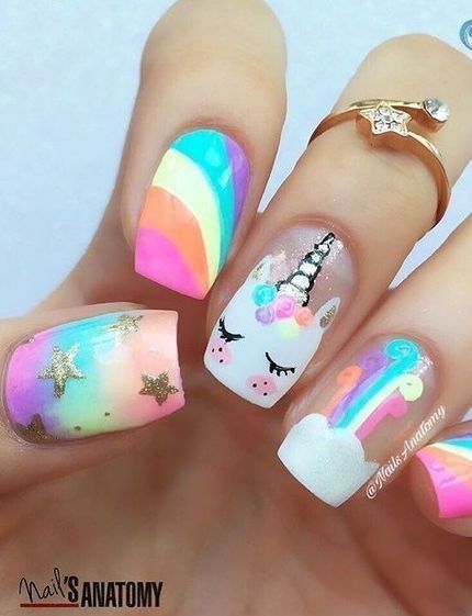 unicorn-acrylic-nail-designs-08 Unicorn modele de unghii acrilice