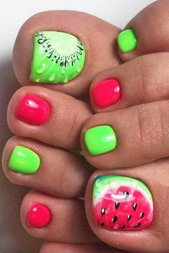 watermelon-design-on-toes-40_14 Design pepene verde pe degetele de la picioare
