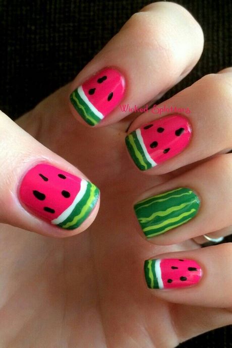 watermelon-nail-art-design-69_20 Pepene verde nail art design
