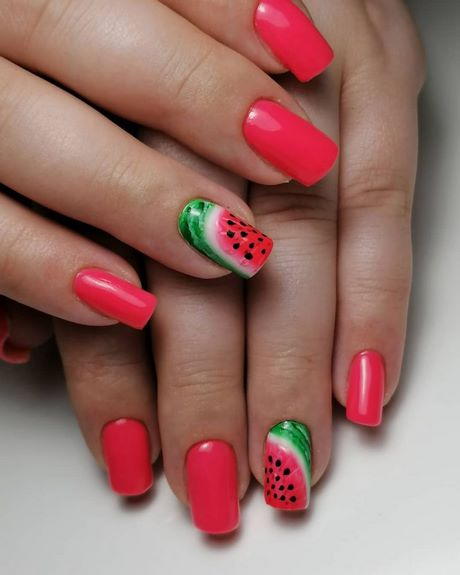 watermelon-nails-easy-37_10 Pepene verde cuie ușor
