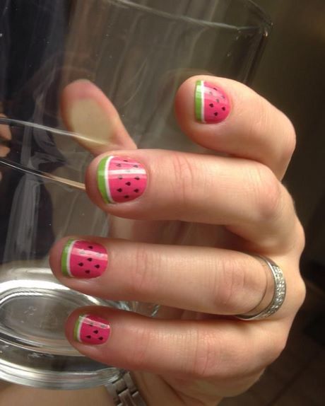 watermelon-nails-easy-37_11 Pepene verde cuie ușor