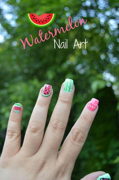 watermelon-nails-easy-37_12 Pepene verde cuie ușor