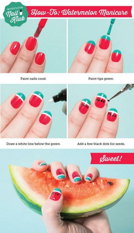 watermelon-nails-easy-37_3 Pepene verde cuie ușor